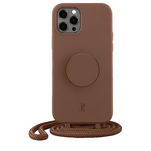 PopSockets x Just Elegance iPhone Hülle - Necklace Case - Handyhülle kompatibel mit iPhone 12 und 12 Pro 6,1" - iPhone Schutzhülle mit Abnehmbarer Kordel und Fingerhalter (Brown Sugar) von JE JUST ELEGANCE