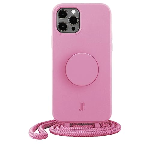 PopSockets x Just Elegance iPhone Hülle - Necklace Case - Handyhülle kompatibel mit iPhone 12 und 12 Pro 6,1" - iPhone Schutzhülle mit Abnehmbarer Kordel und Fingerhalter (Pastel Pink) von JE JUST ELEGANCE