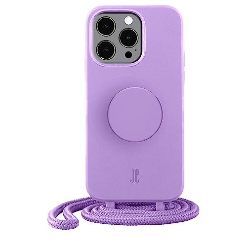 PopSockets x Just Elegance iPhone Hülle - Necklace Case - Handyhülle kompatibel mit iPhone 14 Pro 6,1" - iPhone Schutzhülle mit Abnehmbarer Kordel und Fingerhalter I Beige (Lavendel) von JE JUST ELEGANCE