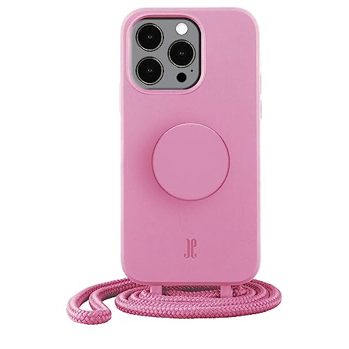PopSockets x Just Elegance iPhone Hülle - Necklace Case - Handyhülle kompatibel mit iPhone 14 Pro 6,1" - iPhone Schutzhülle mit Abnehmbarer Kordel und Fingerhalter I Beige (Pastel Pink) von JE JUST ELEGANCE