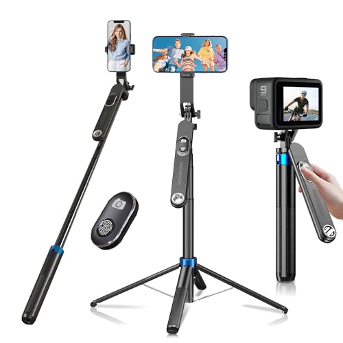 JE 180CM Selfie Stick Stativ & Handy Stativ Ständer, 360° Drehbare Selfie Stange mit Abnehmbarer Fernbedienung, Tripod für Smartphone, Camera mit iPhone/Samsung/Android-Schwarz JE 180CM Selfie Stick Stativ & Handy Stativ Ständer, 360° Drehbare Selfie Stange mit Abnehmbarer Fernbedienung, Tripod für Smartphone, Camera mit iPhone/Samsung/Android-Schwarz von JE Make IT Simple