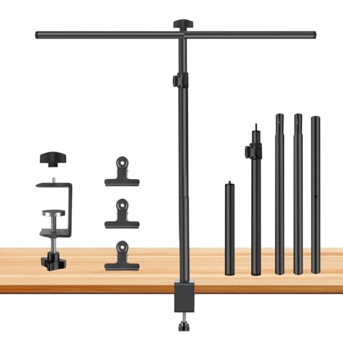 JEBUTU Foto Hintergrund Ständer 90x100cm, 26-90cm Verstellbare Höhe Hintergrundsystem, Desktop Hintergrund Ständer mit C-clamp, 3 Querträger und 3 Clamps für Porträt Produktfotografie Fotografie JEBUTU Foto Hintergrund Ständer 90x100cm, 26-90cm Verstellbare Höhe Hintergrundsystem, Desktop Hintergrund Ständer mit C-clamp, 3 Querträger und 3 Clamps für Porträt Produktfotografie Fotografie von JEBUTU