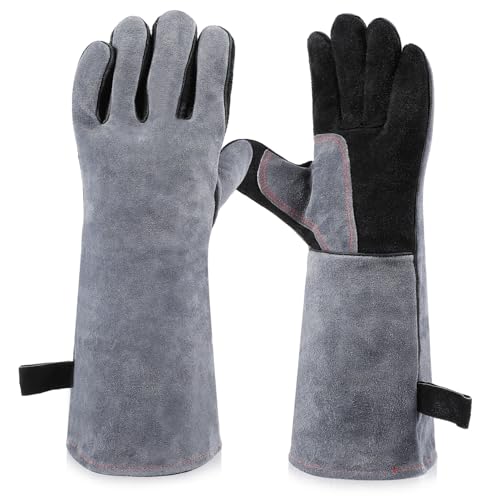 JECOMPRIS 1 Paar Schweißerhandschuhe Schweißerschutzausrüstung Outdoor-Handschuhe Schutzhandschuhe für den Bau Schweißwerkzeug Schweißhandschuhe Handschützer Rinderspalthaut von JECOMPRIS