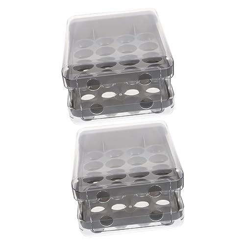 JECOMPRIS 2St Aufbewahrungsbox für Eier Kunststoffbehälter verdickter Ei-Organizer Schublade Multifunktions-Eierablage Eierversorgung Kühlschrank Aufbewahrungskiste Eierschale Tablett von JECOMPRIS
