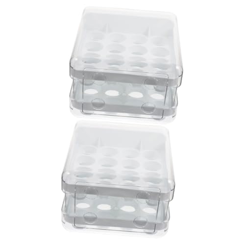 JECOMPRIS 2St Aufbewahrungsbox für Eier eierschalen für kühlschränke Struktur-Eierhalter Schubladen aus Kunststoff wiederverwendbare Eierschublade Multifunktions-Eierablage verdicken Tablett von JECOMPRIS