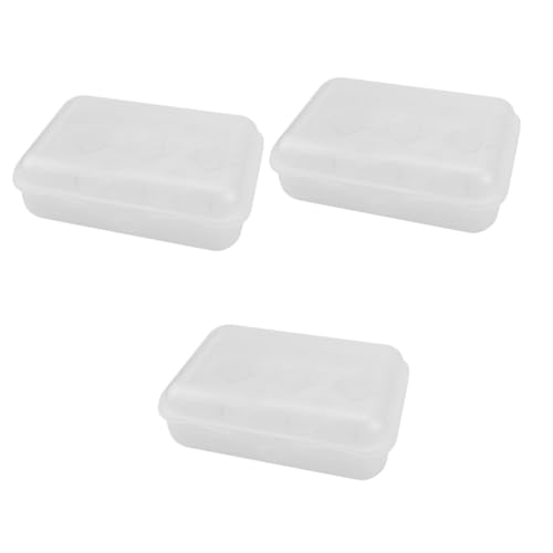JECOMPRIS 3Er-Box Druckfester Eierkarton Kücheneierablage Reise-Eiertablett Kühlschrank Eierbehälter für den Haushalt Desktop-Eierhalter Schreibtisch Eierregal Zubehör Weiß von JECOMPRIS