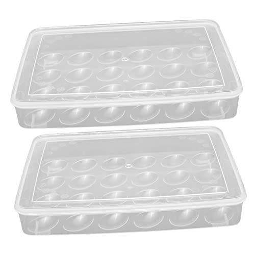 JECOMPRIS Kunststoffbehälter 2 Stück 24 Aufbewahrungsbox für Eier Kühlschrank-Eierhalter-Fach Eierablage aus Aufbewahrungsbehälter für Eier Eierschale mit 24 Gittern Mit Deckel Eierkarton von JECOMPRIS