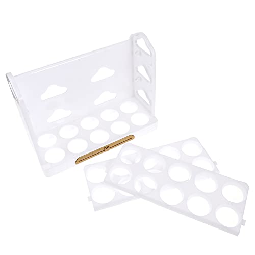 JECOMPRIS Kunststoffbehälter Aufbewahrungsbox für Eier Kunststoffpalette Schubladen-Organizer aus Eierablage Eierhalter mehrschichtig Aufbewahrungskiste schärfer Eierständer pp Weiß von JECOMPRIS