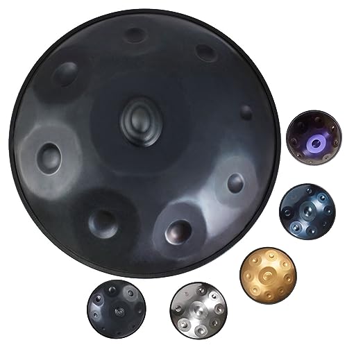 Handpan Drum D-Moll 432Hz/440Hz 9 Töne Handtrommel Handpan Steel Drum für professionelle Aufführungen (D3/A3/bB3/C4/D4/E4/F4/G4/A4) (Color : Schwarz, Size : 432Hz) von Buosha
