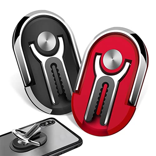 JEEZAO 2 Stück Handyhalter fürs Auto, Finger Handy Ring Halterung, 360° Rotation, Multifunktionaler Universeller Handyhalter, Verwendet für Auto Luftaustritt, Hause (Schwarz + rot) von JEEZAO
