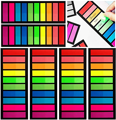 1200 Stück Haftstreifen Haftmarker Film,Beschreibbare Haftnotizen Tabs,10 Farben Klebemarkierungen Kleine Fahnen,Klebezettel Flaggen Index Tabs Page Marker für Seitenmarkierung(A-Rechteck) von JEFFOUOO