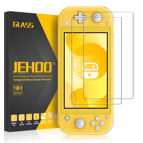 JEHOO 2 Stück Panzerglas Schutzfolie für Nintendo Switch Lite, Displayschutz Panzerfolie für Switch Lite Modell, 9H Härte, HD Displayschutzfolie, 0.33mm Ultra-klar von JEHOO