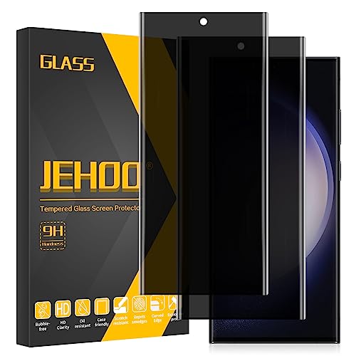 JEHOO 2 Stück Sichtschutz für Samsung Galaxy S23 Ultra Schutzfolie, Panzer Schutz Glas Displayschutzfolie Blasenfreie Vollständige Abdeckung 9H Härte [Unterstützt keine Fingerabdruck-Entsperrung] von JEHOO