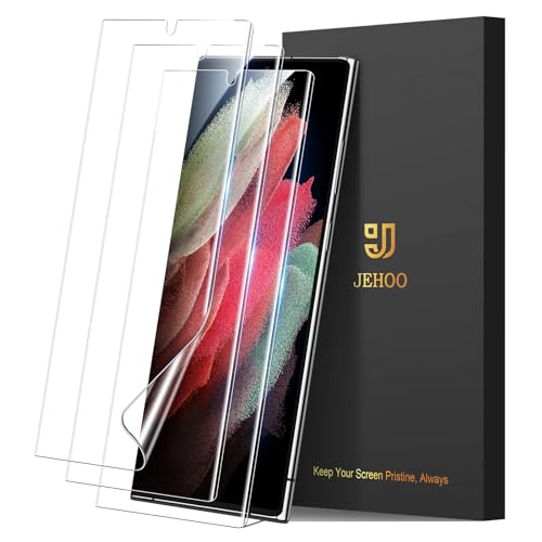 JEHOO Schutzfolie für Samsung Galaxy S21 Ultra, 3 Stück Weiche TPU Schutzfolie[Nicht-Glas], HD Klar Blasenfreie Vollständige Abdeckung Fingerabdruck-ID Unterstützen von JEHOO