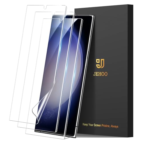 JEHOO Schutzfolie für Samsung Galaxy S23 Ultra, 3 Stück Weiche TPU Schutzfolie[Nicht-Glas], HD Klar Blasenfreie Vollständige Abdeckung Fingerabdruck-ID Unterstützen von JEHOO
