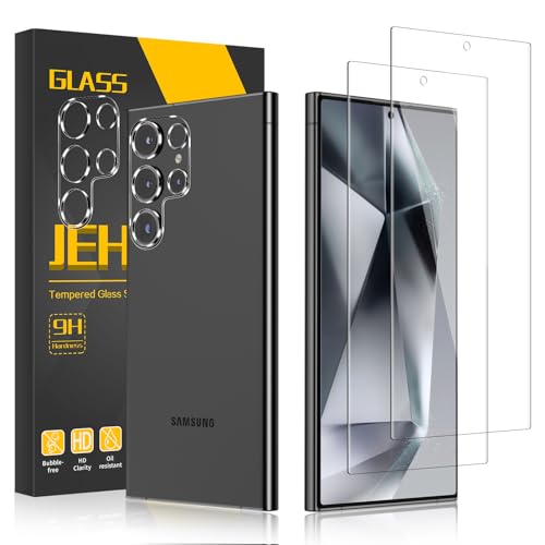JEHOO für Panzerglas Schutzfolie für Samsung Galaxy S24 Ultra, [2+2 Stück] Panzer Schutz Glas und Kameraschutz, Blasenfreie HD Vollständige Abdeckung 9H Härte Glas von JEHOO