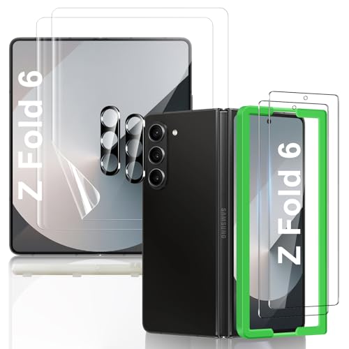 JEHOO für Samsung Galaxy Z Fold 6 Schutzfolie, [2+2+2 Stück] Innere Weiche TPU + Front Panzer Schutz Glas + Metall Kamera Schutz, mit Upgrade Alignment Tool, Einfache Installation von JEHOO