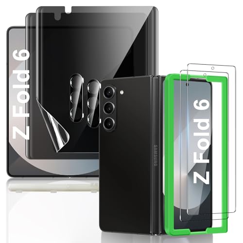 JEHOO für Samsung Galaxy Z Fold 6 Sichtschutz Schutzfolie, [2+2+2 Stück] Innere TPU Sichtschutz + Front Panzer Schutz Glas + Metall Kamera Schutz, mit Upgrade Alignment Tool, Einfache Installation von JEHOO