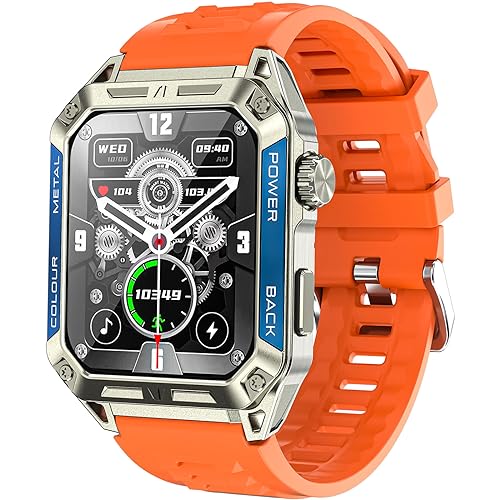 JELLOO Smartwatch Herren mit Bluetooth Anruf, 1,91’’ Militär Smart Watch mit 100 Sportmodi, Herzfrequenzmesser, SpO2, Musik, IP67 Wasserdichter Fitnessuhr für Android iOS von JELLOO