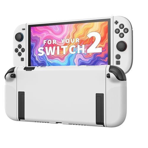 JEMDO Schutzhülle kompatibel mit Nintendo Switch 2 (2025) – Schlankes, dockbares TPU-Case mit stoßfester Gummirückseite für Alltag & Reisen, Weiß von JEMDO
