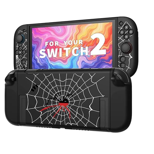 JEMDO Schutzhülle kompatibel mit Nintendo Switch 2 (nur 2025) – Dünnes, andockbares, stoßfestes Rückencover aus Gummi, Schwarze weiche TPU-Hülle mit Griff für Alltag & Reisen von JEMDO