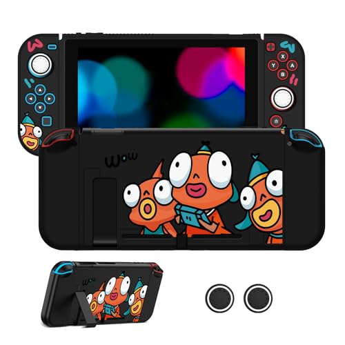 JEMDO Schutzhülle kompatibel mit Nintendo Switch NS 2017, dünne weiche TPU-Schutzhülle für Switch Konsole und Joy-Con-Buchse, Schalterschutz mit 4 Daumengriffen, Fishstick JEMDO Schutzhülle kompatibel mit Nintendo Switch NS 2017, dünne weiche TPU-Schutzhülle für Switch Konsole und Joy-Con-Buchse, Schalterschutz mit 4 Daumengriffen, Fishstick von JEMDO