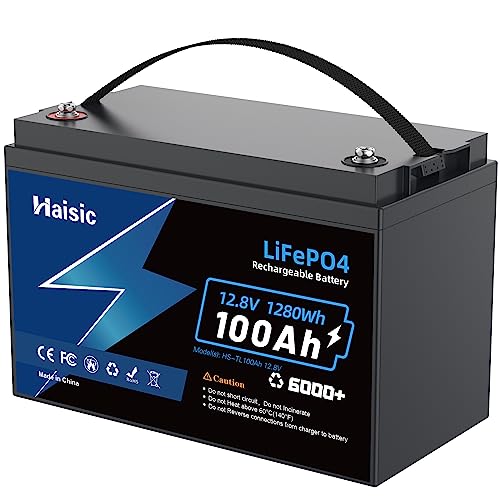 12V 100Ah LiFePO4 Batterie, 280A BMS, 6000+ Zyklen Deep Cycle Lithium Akku, MAX 1280W Leistung, Perfekter Ersatz für Blei-Säure Batterien für Wohnwagen, Camping, Solar Home Systeme, Boote von JEMESI