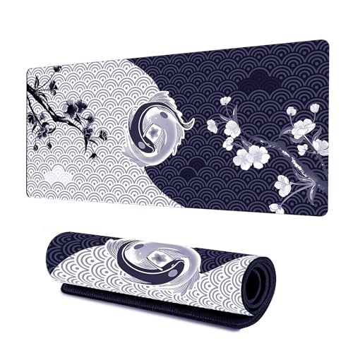 JENCVNL Gaming Mauspad XL, 800x300mm groß Mousepad Wasserdicht Anti Rutsch Tischunterlage Large Size für PC, MacBook, Laptop - verbessert Präzision und Geschwindigkeit (Schwarz 1) von JENCVNL