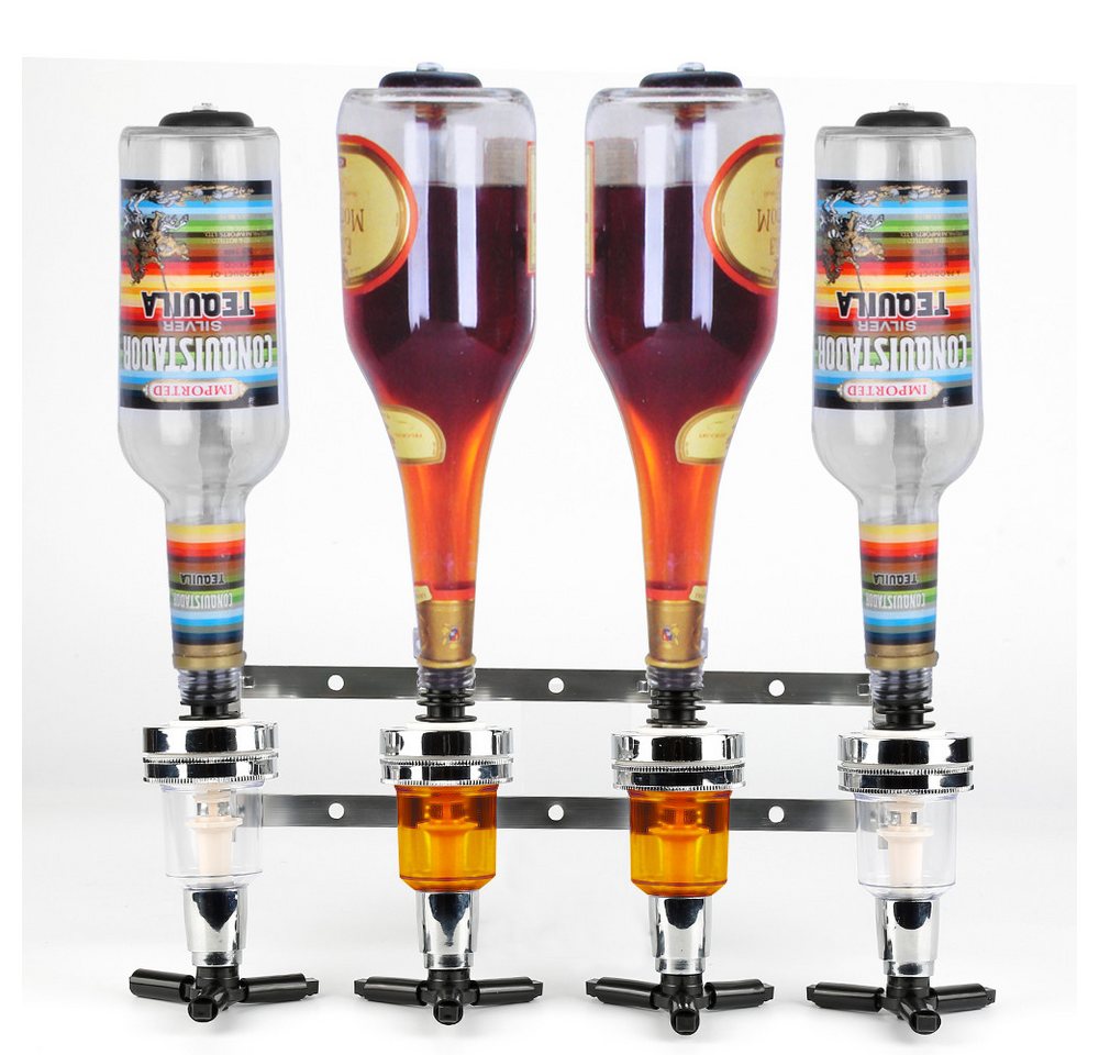 JEOBEST Flaschenhalter Bar Wandmontage Spender Wein, (4-St), Für 4/6 Flaschen Schnaps, Limonade, Getränkespender, Silber von JEOBEST