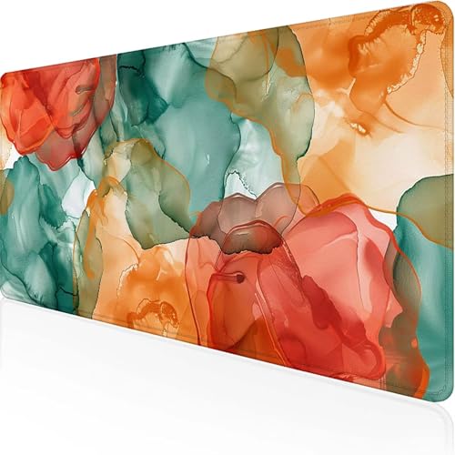 Abstrakt Mauspad 1500x800mm, Gaming Mauspad Rot Unterlage Schreibtisch with Stitched Edges Wassxerdicht Non-Slip Rubber Base Desk Mat für Pc, Büro Gaming Zubehör Laptop, Geschenke für Männer Q-X von JEPGFOU
