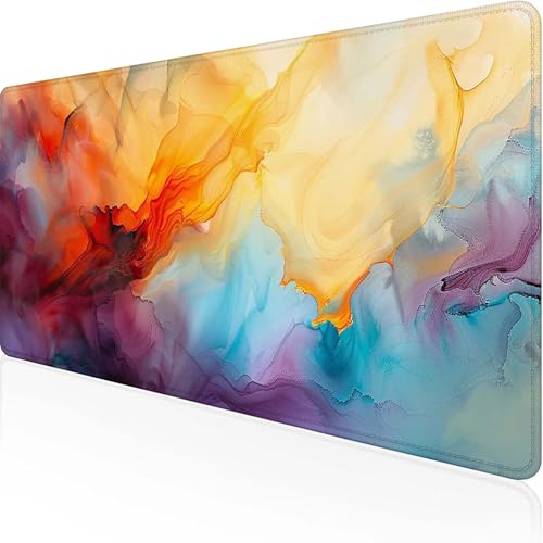 Abstrakt Mauspad 1500x800x3 mm, Gaming Mauspad Gelb Unterlage Schreibtisch with Stitched Edges Wassxerdicht Non-Slip Rubber Base Desk Mat für Pc, Büro Gaming Zubehör Laptop, Geschenke für Männer F-3 von JEPGFOU