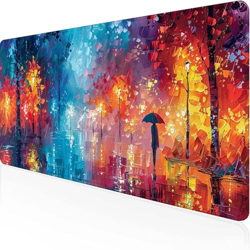 Baum Mauspad 1000x500x3mm, Gaming Mauspad Farbe Unterlage Schreibtisch with Stitched Edges Wassxerdicht Non-Slip Rubber Base Desk Mat für Pc, Büro Gaming Zubehör Laptop, Geschenke für Männer C-7 von JEPGFOU