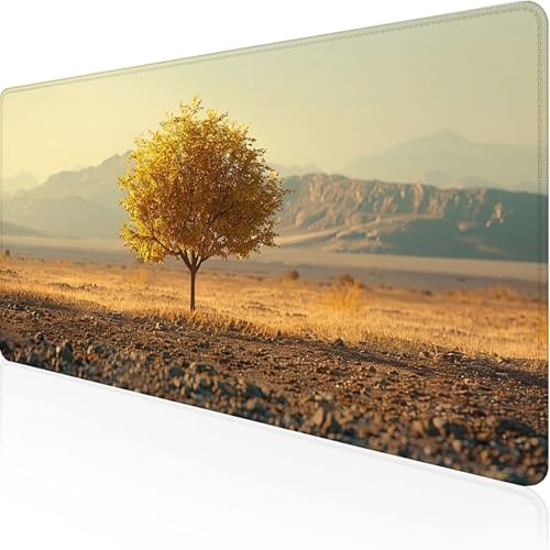Baum Mauspad 800 x 400 x 3mm, Gaming Mauspad Grün Unterlage Schreibtisch with Stitched Edges Wassxerdicht Non-Slip Rubber Base Desk Mat für Pc, Büro Gaming Zubehör Laptop, Geschenke für Männer 7-0 von JEPGFOU