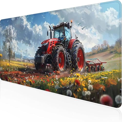 Blume Mauspad 1500x800x3mm, Gaming Mauspad Gelb Unterlage Schreibtisch with Stitched Edges Wassxerdicht Non-Slip Rubber Base Desk Mat für Pc, Büro Gaming Zubehör Laptop, Geschenke für Männer 2-K von JEPGFOU