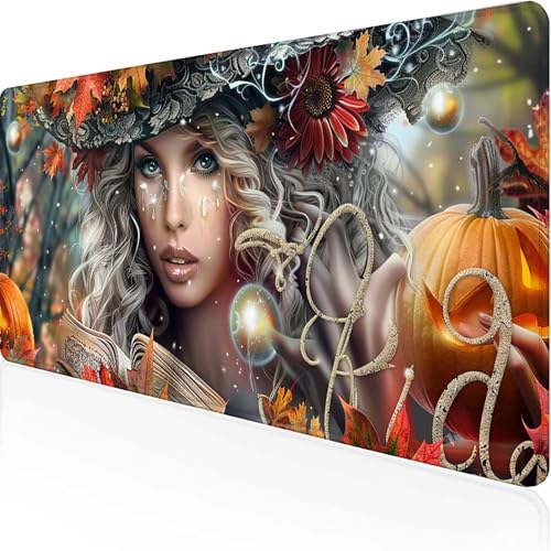 Frau Mauspad 1500x800x3mm, Gaming Mauspad Gelb Unterlage Schreibtisch with Stitched Edges Wassxerdicht Non-Slip Rubber Base Desk Mat für Pc, Büro Gaming Zubehör Laptop, Geschenke für Männer 0-P von JEPGFOU