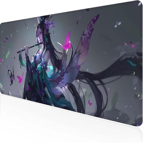 Frau Mauspad 800x400x3 mm, Gaming Mauspad Schwarz Unterlage Schreibtisch with Stitched Edges Wassxerdicht Non-Slip Rubber Base Desk Mat für Pc, Büro Gaming Zubehör Laptop, Geschenke für Männer B-H von JEPGFOU