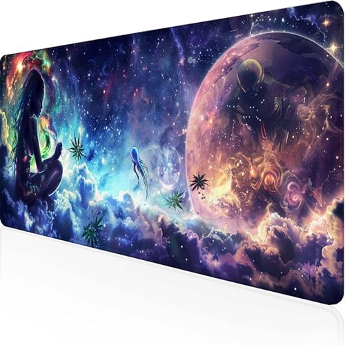 Frau Mauspad 800x400x3 mm, Gaming Mauspad Schwarz Unterlage Schreibtisch with Stitched Edges Wassxerdicht Non-Slip Rubber Base Desk Mat für Pc, Büro Gaming Zubehör Laptop, Geschenke für Männer K-I von JEPGFOU