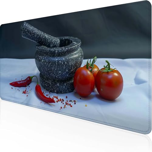 Gemüse Mauspad 800x400mm, Gaming Mauspad Schwarz Unterlage Schreibtisch with Stitched Edges Wassxerdicht Non-Slip Rubber Base Desk Mat für Pc, Büro Gaming Zubehör Laptop, Geschenke für Männer M-U von JEPGFOU