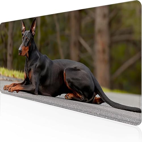 Hund Mauspad 800x300mm, Gaming Mauspad Schwarz Unterlage Schreibtisch with Stitched Edges Wassxerdicht Non-Slip Rubber Base Desk Mat für Pc, Büro Gaming Zubehör Laptop, Geschenke für Männer V-0 von JEPGFOU