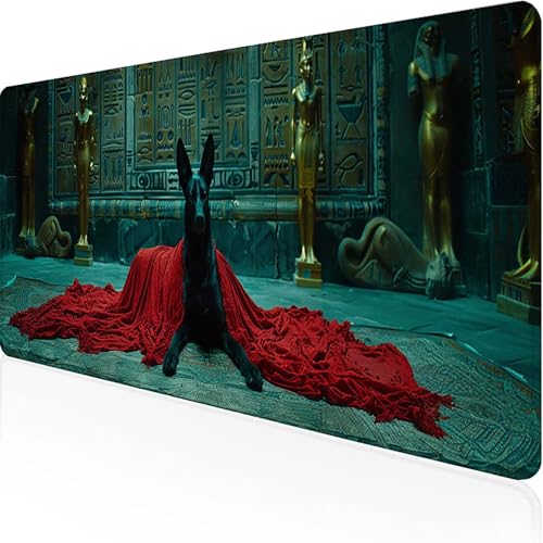 Hund Mauspad 800x300x3 mm, Gaming Mauspad Schwarz Unterlage Schreibtisch with Stitched Edges Wassxerdicht Non-Slip Rubber Base Desk Mat für Pc, Büro Gaming Zubehör Laptop, Geschenke für Männer 2-H von JEPGFOU
