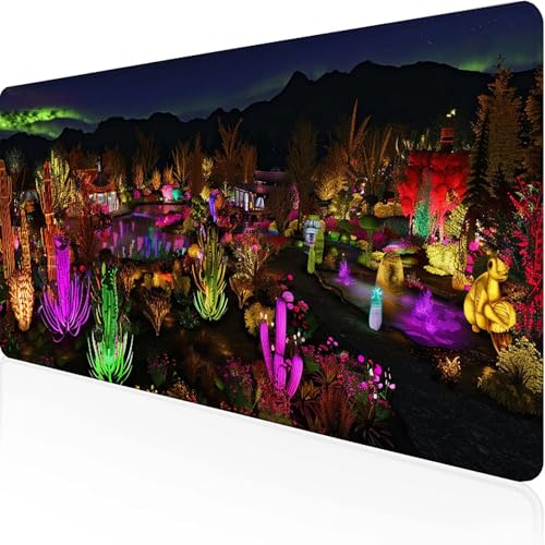 Landschaft Mauspad 1500x800mm, Gaming Mauspad Schwarz Unterlage schreibtisch With Stitched Edges Wassxerdicht Non-Slip Rubber Base Desk Mat für Pc, Büro Gaming Zubehör Laptop, Geschenke für Männer 8-V von JEPGFOU