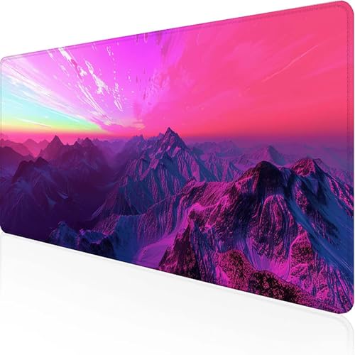 Landschaft Mauspad 800x300x3 mm, Gaming Mauspad Rosa Unterlage Schreibtisch with Stitched Edges Wassxerdicht Non-Slip Rubber Base Desk Mat für Pc, Büro Gaming Zubehör Laptop, Geschenke für Männer 3-P von JEPGFOU