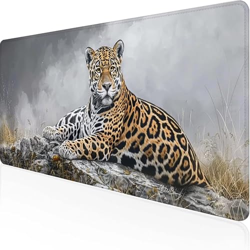 Leopard Mauspad 600 x 300 x 3mm, Gaming Mauspad Gelb Unterlage Schreibtisch with Stitched Edges Wassxerdicht Non-Slip Rubber Base Desk Mat für Pc, Büro Gaming Zubehör Laptop, Geschenke für Männer F-U Leopard Mauspad 600 x 300 x 3mm, Gaming Mauspad Gelb Unterlage Schreibtisch with Stitched Edges Wassxerdicht Non-Slip Rubber Base Desk Mat für Pc, Büro Gaming Zubehör Laptop, Geschenke für Männer F-U von JEPGFOU