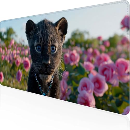 Leopard Mauspad 600x300mm, Gaming Mauspad Schwarz Unterlage Schreibtisch with Stitched Edges Wassxerdicht Non-Slip Rubber Base Desk Mat für Pc, Büro Gaming Zubehör Laptop, Geschenke für Männer 3-3 von JEPGFOU