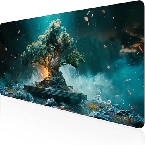 Mauspad Baum Mousepad XXL 700x300mm Schwarz Gaming Mauspad with Stitched Edges Wasserdicht rutschfest Maus Pad für Bürozubehör Laptop Verbessert Präzision und Geschwindigkei, Geschenke für Männer G-D von JEPGFOU