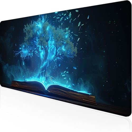 Mauspad Baum Mousepad XXL 900 x 400 x 3mm Schwarz Gaming Mauspad with Stitched Edges Wasserdicht rutschfest Maus Pad für Bürozubehör Laptop Verbessert Präzision und Geschwindigkei, Geschenke 2-9 von JEPGFOU