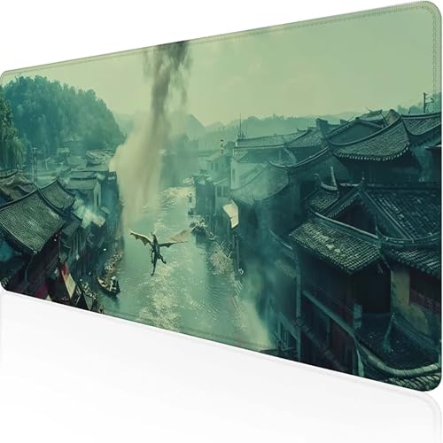Mauspad Haus Mousepad XXL 1200x600mm Schwarz Gaming Mauspad With Stitched Edges Wasserdicht Rutschfest Maus Pad für Bürozubehör Laptop Verbessert Präzision und Geschwindigkei, Geschenke für Männer 4-1 von JEPGFOU