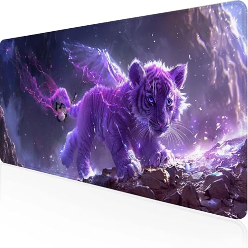 Mauspad Löwe Mousepad XXL 900x300mm Lila Gaming Mauspad with Stitched Edges Wasserdicht rutschfest Maus Pad für Bürozubehör Laptop Verbessert Präzision und Geschwindigkei, Geschenke für Männer U-7 von JEPGFOU