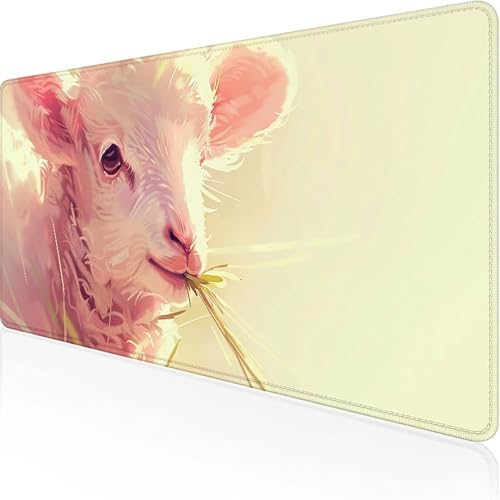Mauspad Schaf Mousepad XXL 900x300x3 mm Rosa Gaming Mauspad With Stitched Edges Wasserdicht Rutschfest Maus Pad für Bürozubehör Laptop Verbessert Präzision und Geschwindigkei, Geschenke für Männer I-5 von JEPGFOU