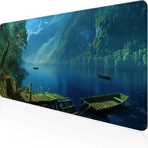 Mauspad See Mousepad XXL 1200x600mm Blau Gaming Mauspad with Stitched Edges Wasserdicht rutschfest Maus Pad für Bürozubehör Laptop Verbessert Präzision und Geschwindigkei, Geschenke für Männer 6-9 von JEPGFOU